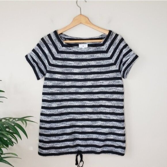 Lou & Grey | Marled Striped Drawstring Top - Picture 1 of 6